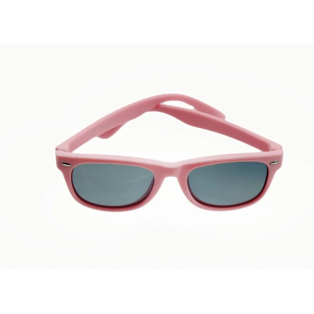 Debuff Kids Flexible Sunglasses Pink Matte Wayfarer Style with Pouch